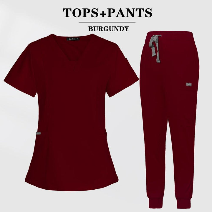 Multicolor Scrubs Short Sleeve Tops+Pants Nursing Uniform-Scrubs-Bennys Beauty World