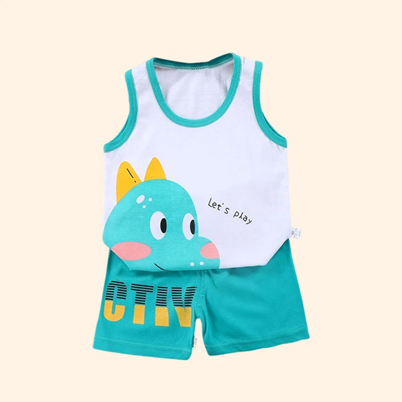 Kids Cotton Vest &amp; Shorts 2-Piece Set | Sleeveless Summer Outfit | Ages 9M–6T