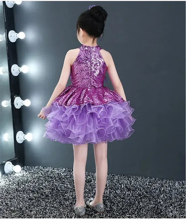 Girls Sequined Tutu Dance Dress – Princess Performance Costume for Kids - Bennys Beauty World