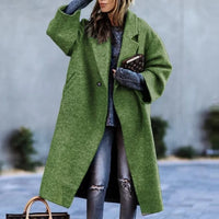 Casual Fashion Long Sleeve Lapel Collar Trench Coat for Women