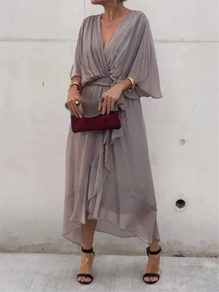 Women's Summer Dresses Solid Color Bat Sleeves Long Dress-Dresses-Bennys Beauty World