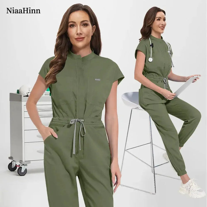Multicolor Medical Scrub Jumpsuit for Women-Scrubs-Bennys Beauty World