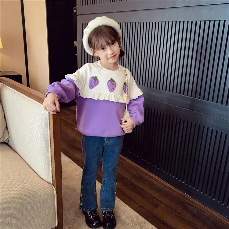 Girls Strawberry Pullover Sweatshirt | Ages 3–8