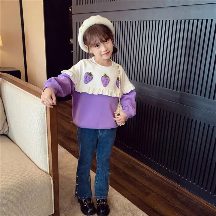 Girls Strawberry Pullover Sweatshirt | Ages 3–8