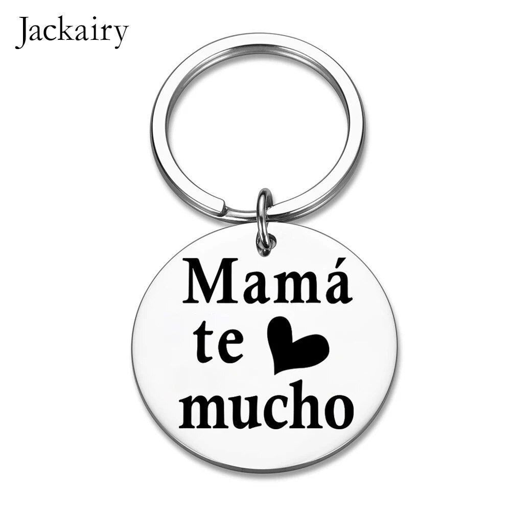 Spanish Mother&#39;s Day Keychain Mamá Te Quiero Mucho Keyring Pendant Necklace Birthday Christmas Gifts for Mom-Arlik interiors