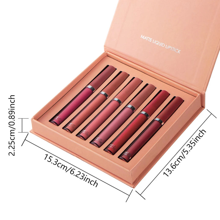 MAXFINE 6-Piece Matte Velvet Lip Gloss Set