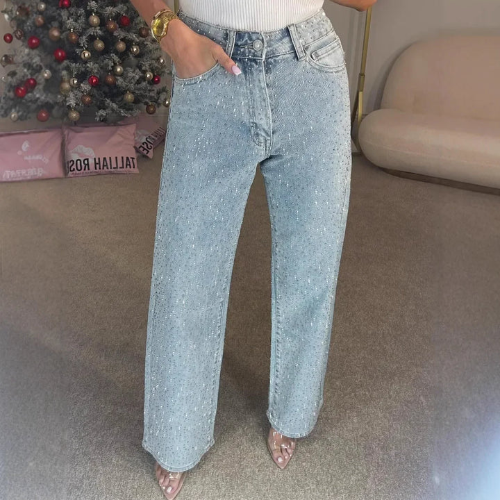 Jeans for Women Straight Diamonds Pants - Bennys Beauty World