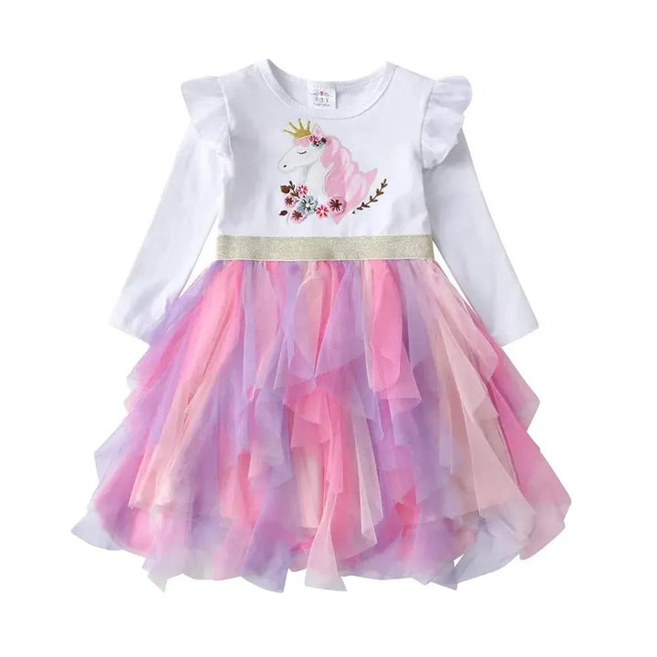 VIKITA Girls Floral Mesh Tulle Princess Dress Ages 3–10 - Bennys Beauty World