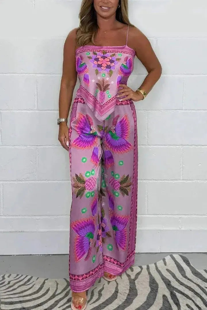 Owner Girl Women's 2-Piece Printed Trousers Set – Summer Casual Outfit-Outfit Set-Bennys Beauty World