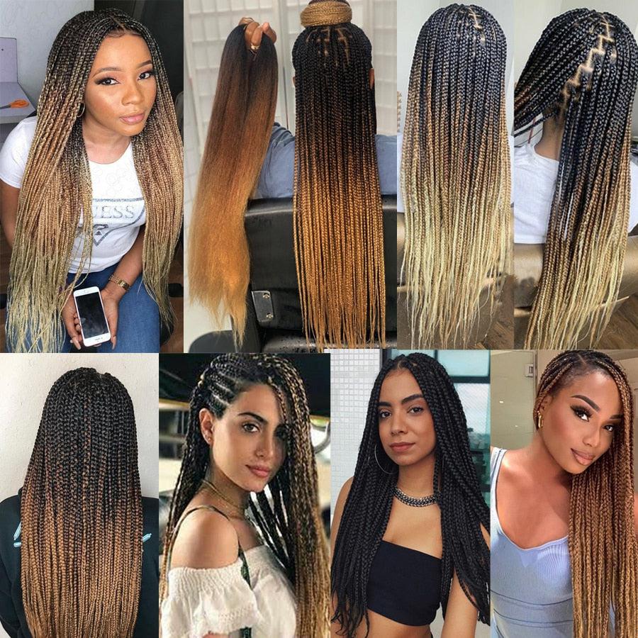 Synthetic Ombre Braids Extensions Senegal Twist Yaki Straight Crochet Hair-hair extensions-Bennys Beauty World