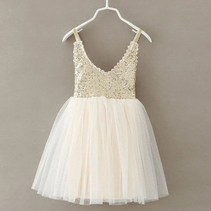 Girls Gold Sequined Lace Tutu Dress | Party &amp; Wedding | Ages 2–6