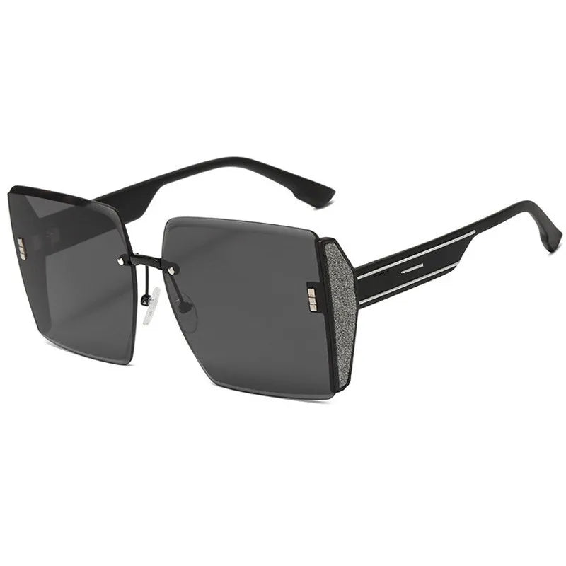 Vintage Square Frameless Sunglasses – Gradient Mirror Lenses for Women