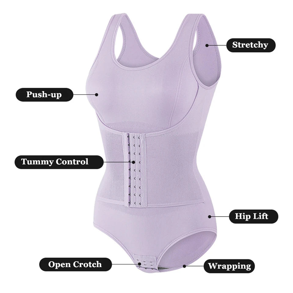 Bodysuit Shapewear With Zipper Belt For Women