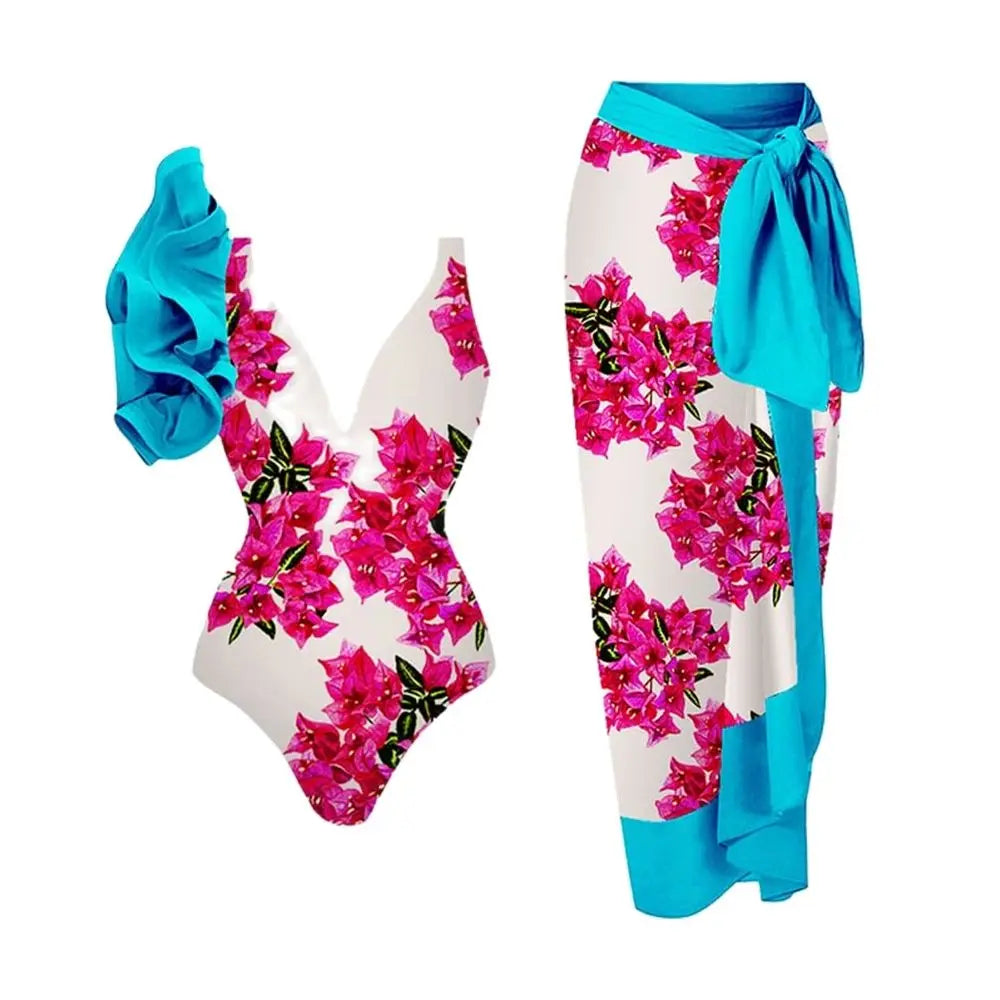 Push Up Women Bikini Set Floral Printed Ruffle Bikinis Strappy Swimwear-Swimwear-Bennys Beauty World