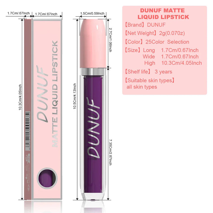 DUNUF Matte Lip Gloss Set – 5 Waterproof Velvet Lipsticks