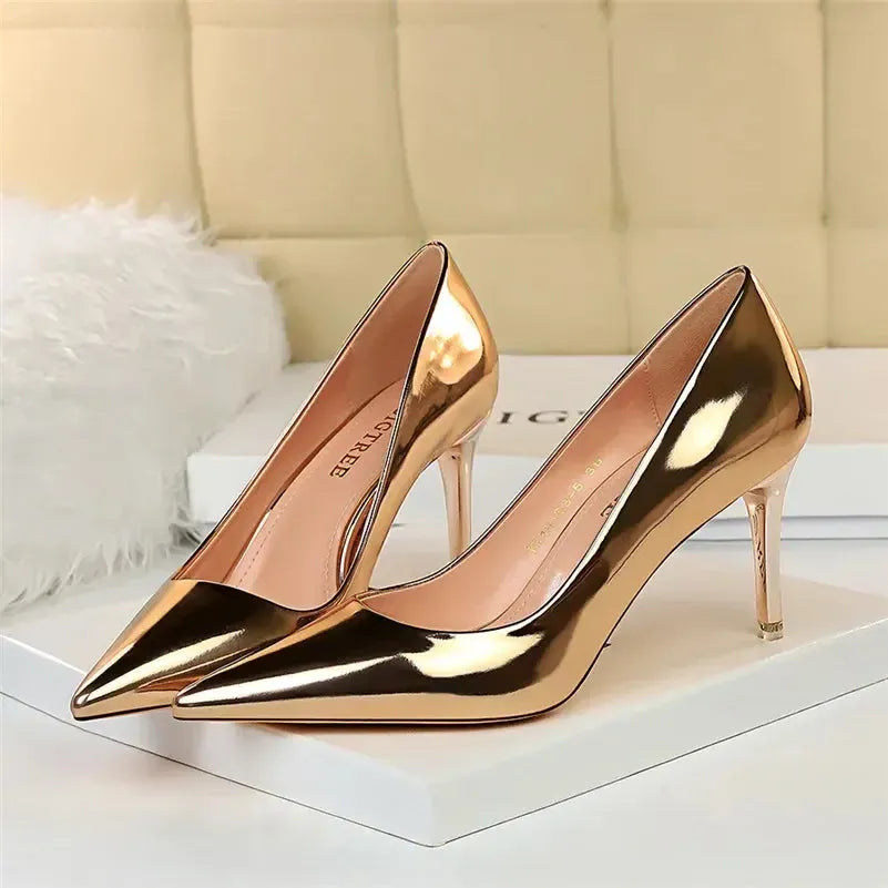 Women Patent Leather Pumps High Heels-Shoes-Bennys Beauty World