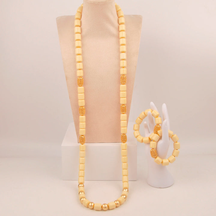 White Artificial Coral Bead Necklace African Jewelry Sets for Women