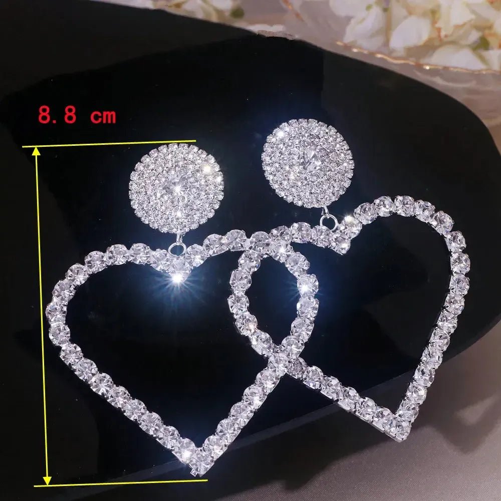 Oversized Hollow Heart Dangle Earrings - Bennys Beauty World