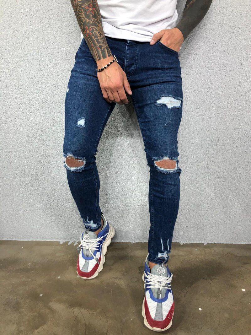Men Pants Fashion Men Casual Pants Stretchy Demin Skinny Pants-pants-Bennys Beauty World