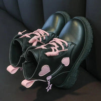 Girls Casual Non-slip Ankle Boots with Heart Decoration-Shoes-Bennys Beauty World