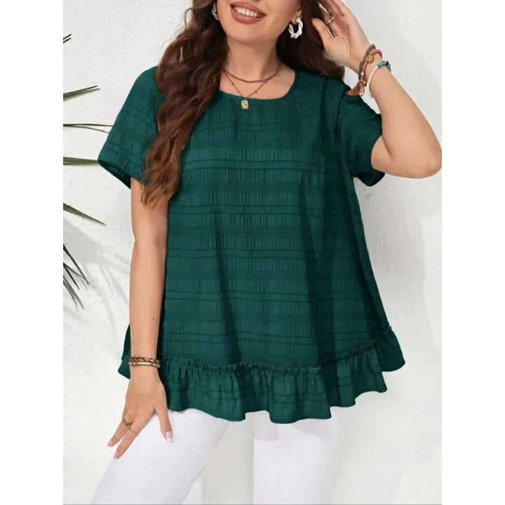 Plus Size Women's Casual and Fashionable Ruffled Shirt-Blouse-Bennys Beauty World