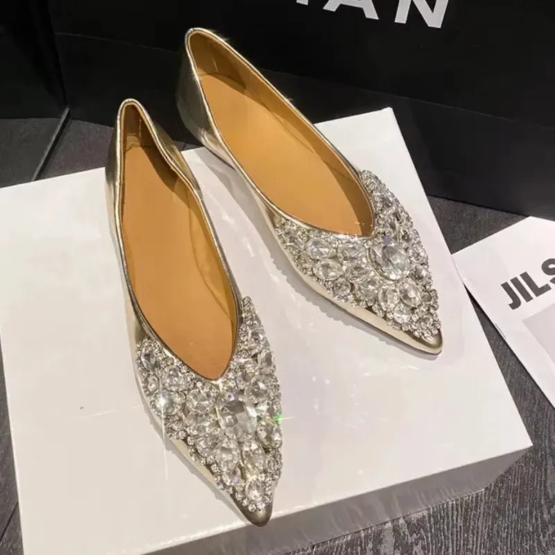 Rhinestone Glitter Pointed - Toe Flats - Bennys Beauty World