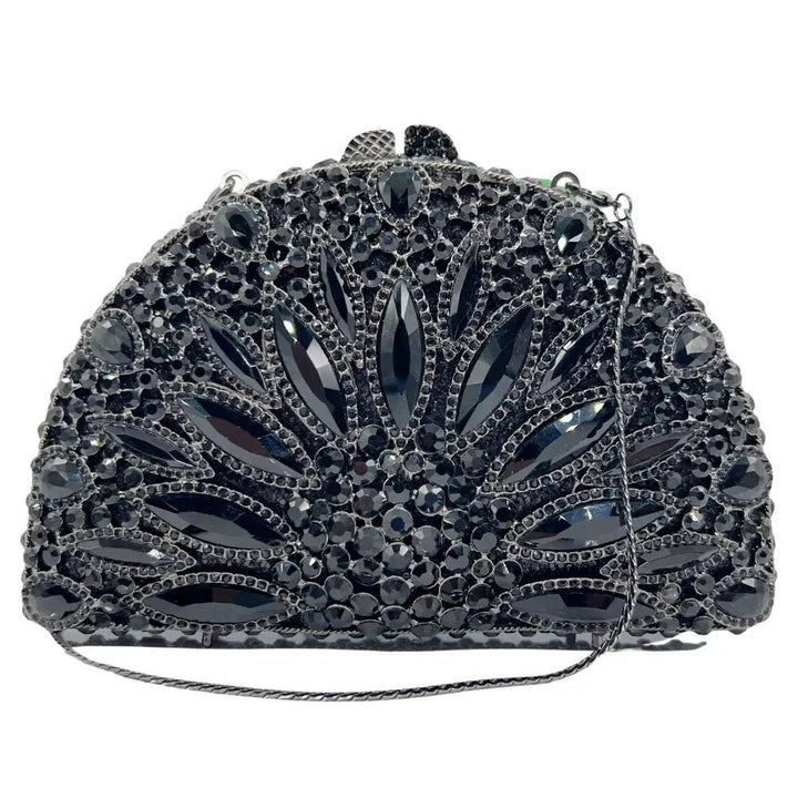 Black Crystal Rhinestone Evening Clutch Bag - Bennys Beauty World
