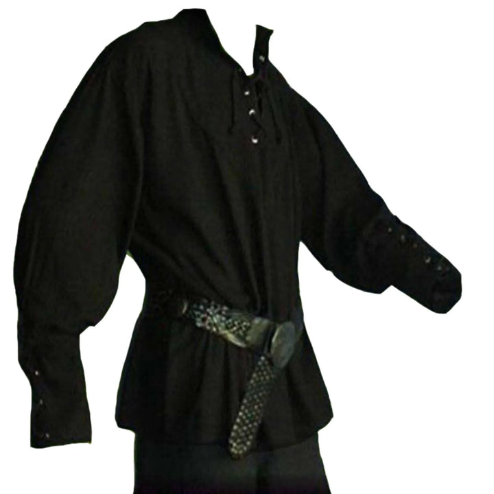 Men’s Medieval Bandage Shirt – Vintage Long Sleeve Casual Blouse-Shirt-Bennys Beauty World