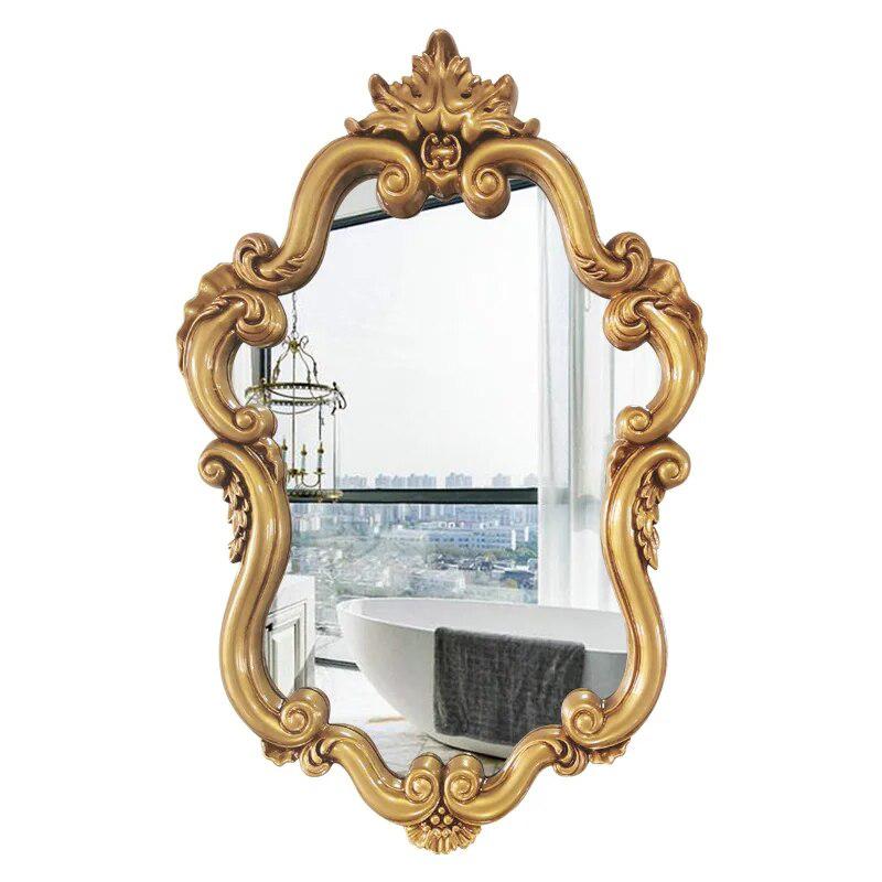 Large Mirror Wall Hanging 3d Decorative Home Vintage Makeup Indian Gold Mirror Irregular Shape Lace Lusterko Indoor Decor-Arlik interiors