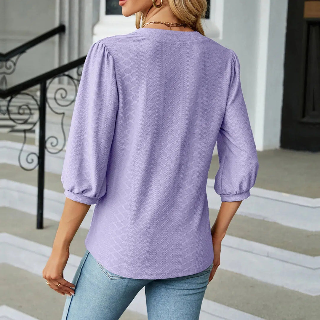 Ladies Pullover Tops Elegant Blouses For Women V Collar Blouse-blouse-Bennys Beauty World