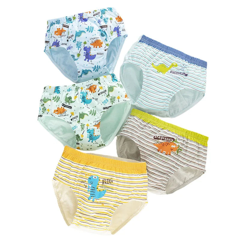 Boys Cotton Cartoon Briefs Multipack | Dinosaur &amp; Truck Print