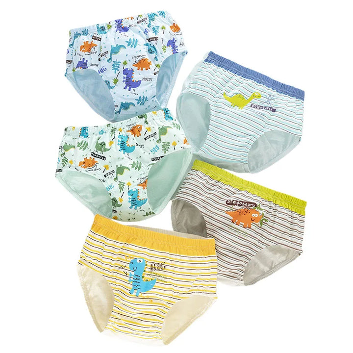 Boys Cotton Cartoon Briefs Multipack | Dinosaur &amp; Truck Print