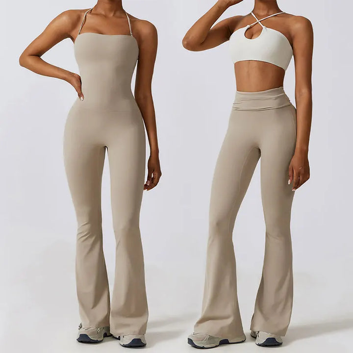 Women's Fitness Flare Pants One Piece Yoga Suit