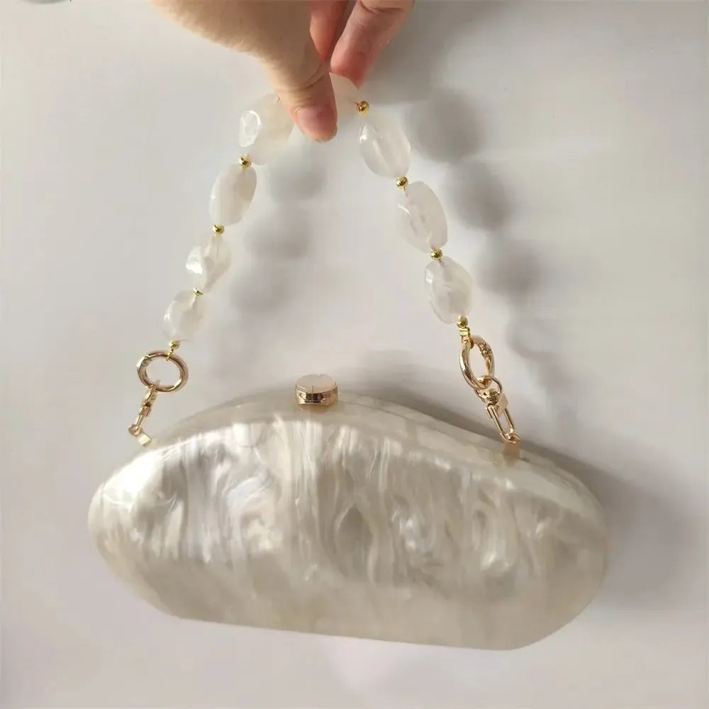 Acrylic Shell Evening Bag – Luxury Handmade Clutch Purse with Chain Strap for Women-Bag-Bennys Beauty World