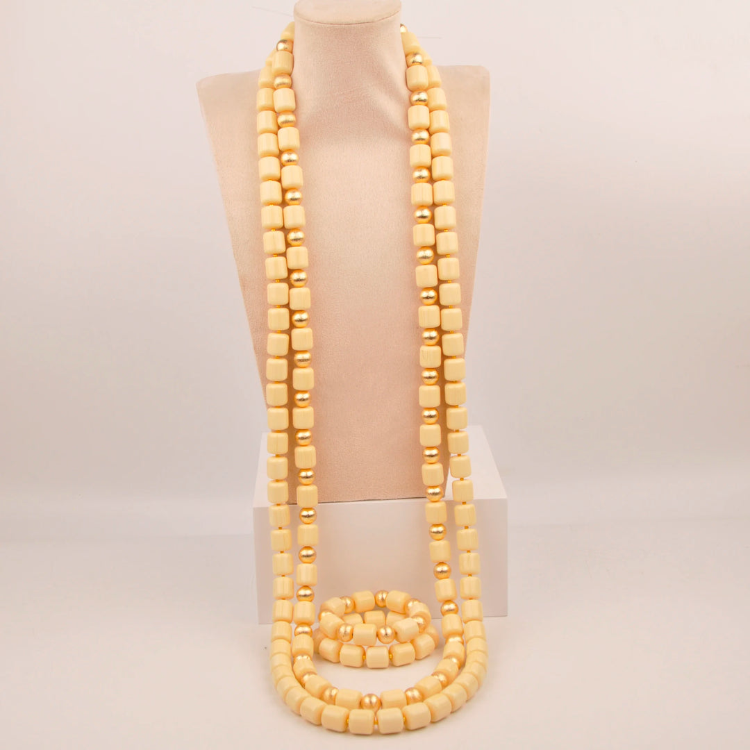 White Artificial Coral Bead Necklace African Jewelry Sets for Women