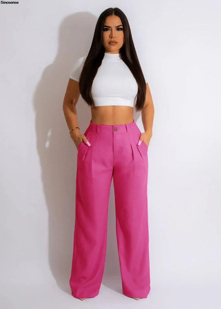 Women's High Waist Cotton Linen Wide Leg Trousers-Bennys Beauty World