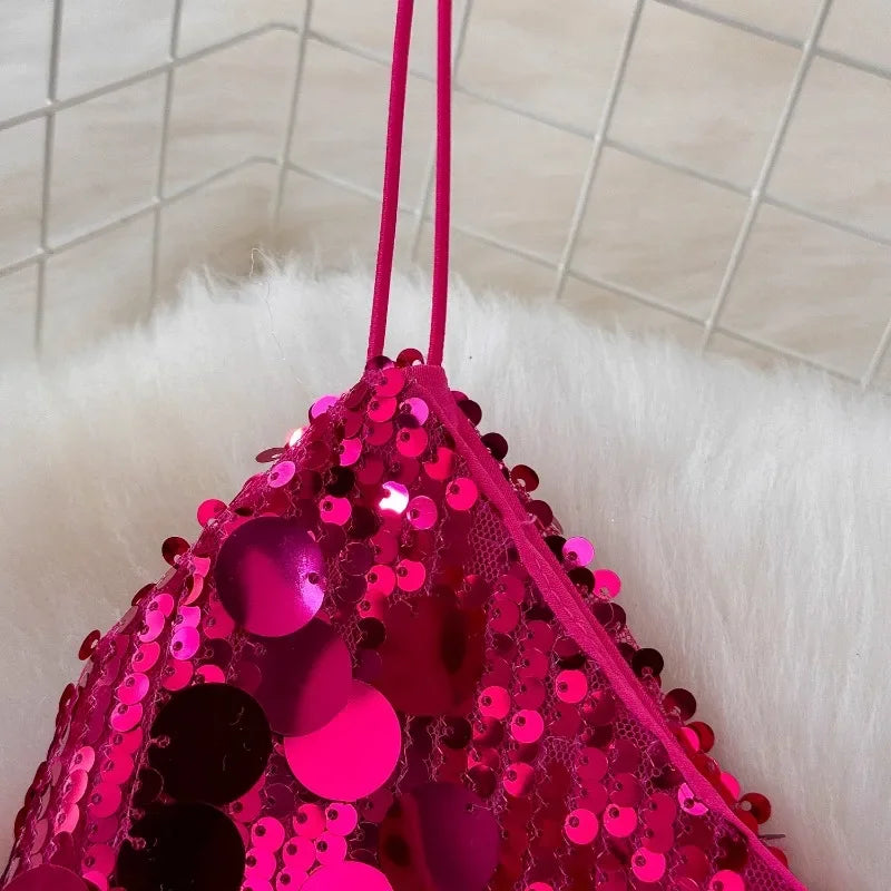 Sequin Spaghetti Strap Backless Mini Dress