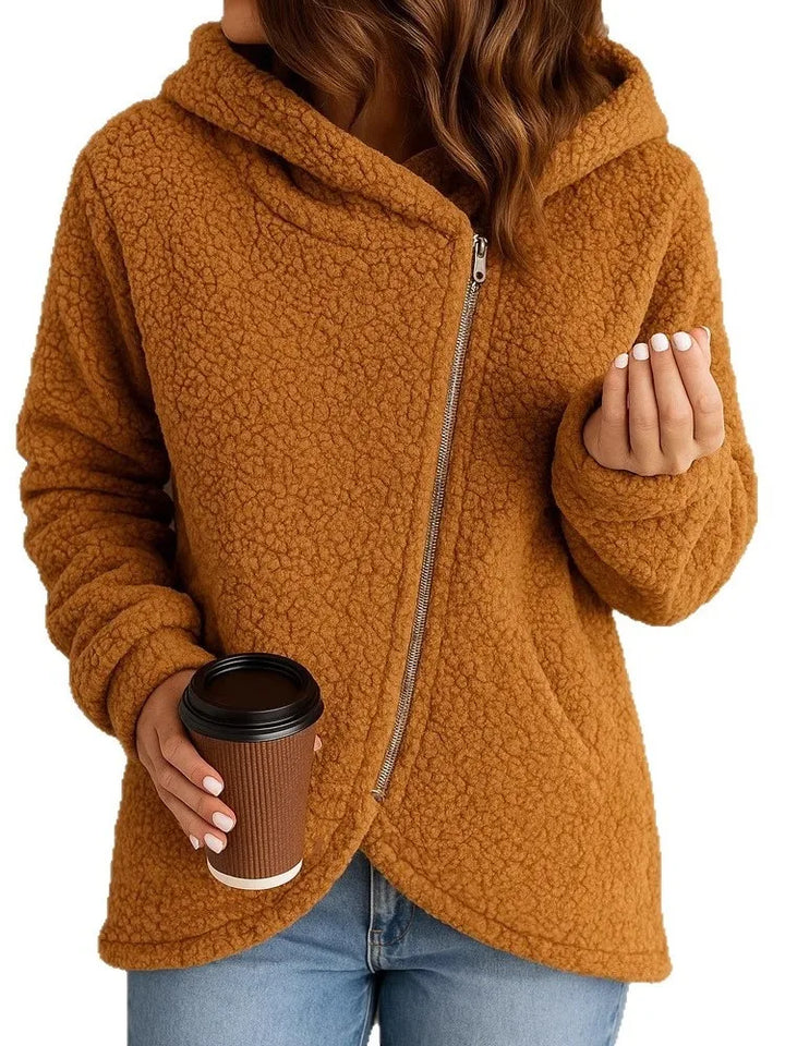 Women's Warm Thickened Fleece-lined Sweatshirt Y2k Clothes Woman Hooded Top Zipper Cardigan Winter Trendy Style Lamb Wool Jacket