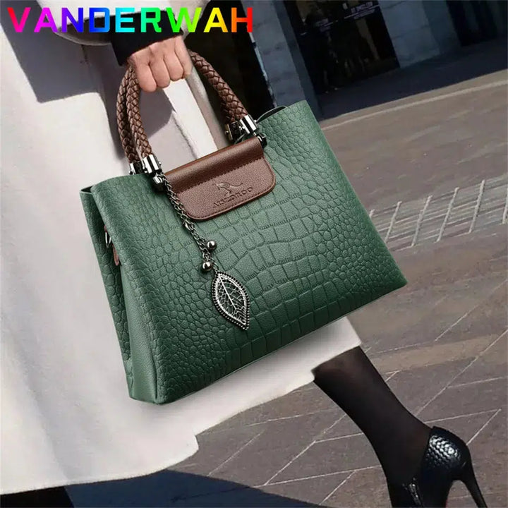 Brand Leather 3 Layers Alligator Crossbody Bag for Women Female Shoulder Messenger Sac Luxury Designer Ladies Handbags-Bennys Beauty World