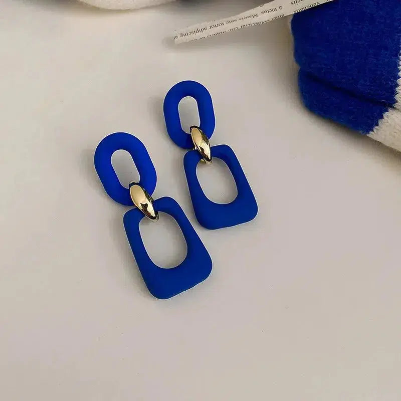 Blue Geometric Chain Earring for Women-Earring-Bennys Beauty World