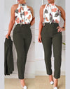 Spring and Summer Sleeveless Floral Print Pants Suit-Dress-Bennys Beauty World