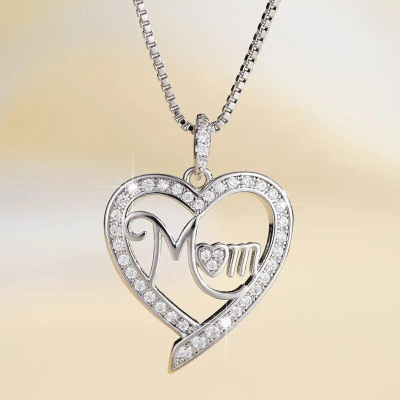 Huitan Love Necklace for Mom Silver Color Fancy Box Chain Mother&#39;s Day Birthday Gift Luxury Trendy Women Necklace Jewelry Bulk-Arlik interiors