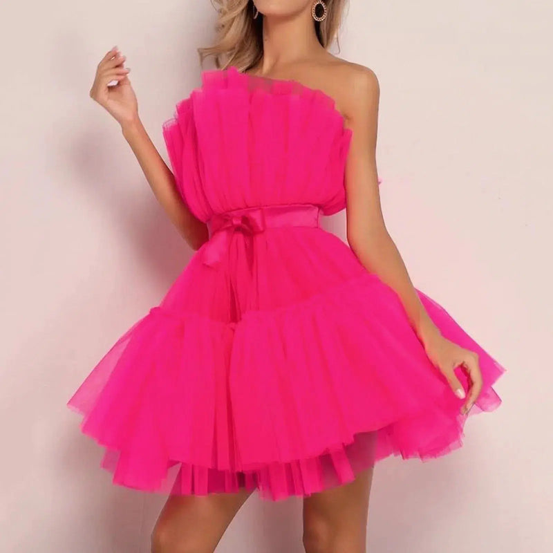 Summer Pink Womens Off Shoulder Women's Dress