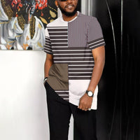 Men's Striped T-Shirt Street Casual 3D Short Sleeve Shirt-T-shirt-Bennys Beauty World