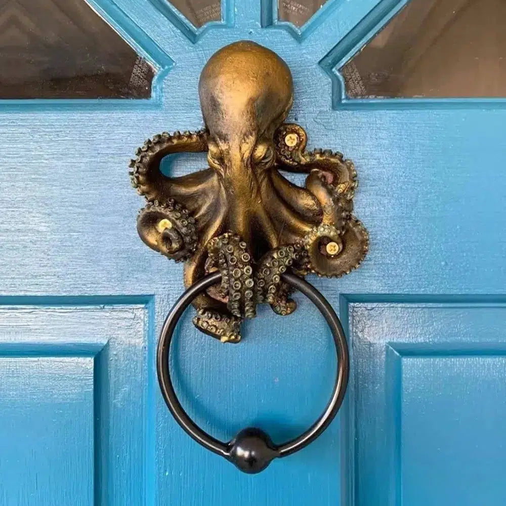 Resin Crafts Octopus Knocker Hooking Wall Background Wall Decoration Realistic Octopus Sculpture Home Decoration Accessories-Arlik interiors