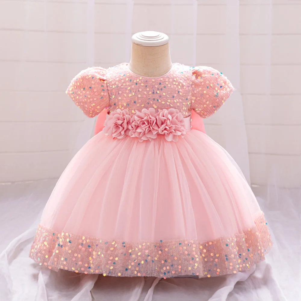 Toddler Baby Sequin Party Dresses Baptism Princess Dress