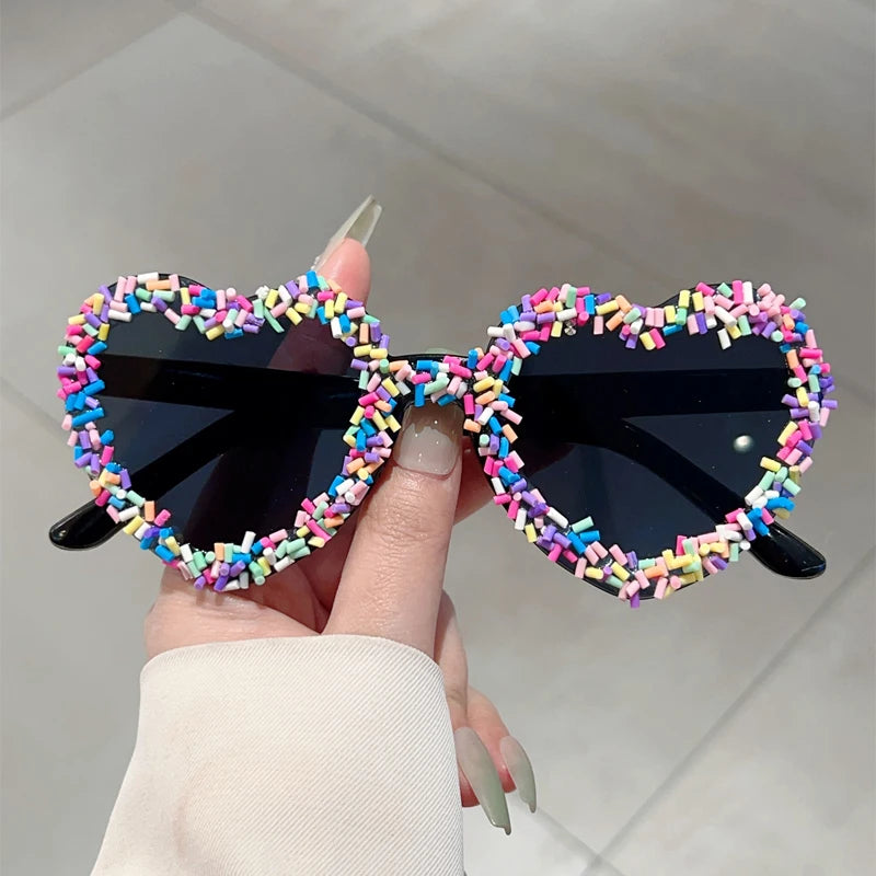 Heart-Shaped Sprinkle Sunglasses — UV400