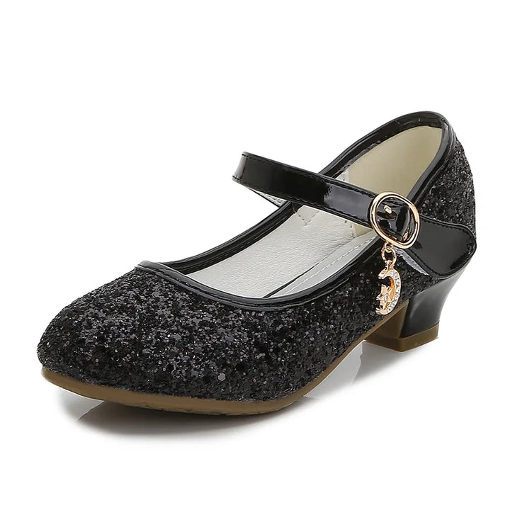 Girls' Purple High Heels For Kids Princess Leather Shoe
