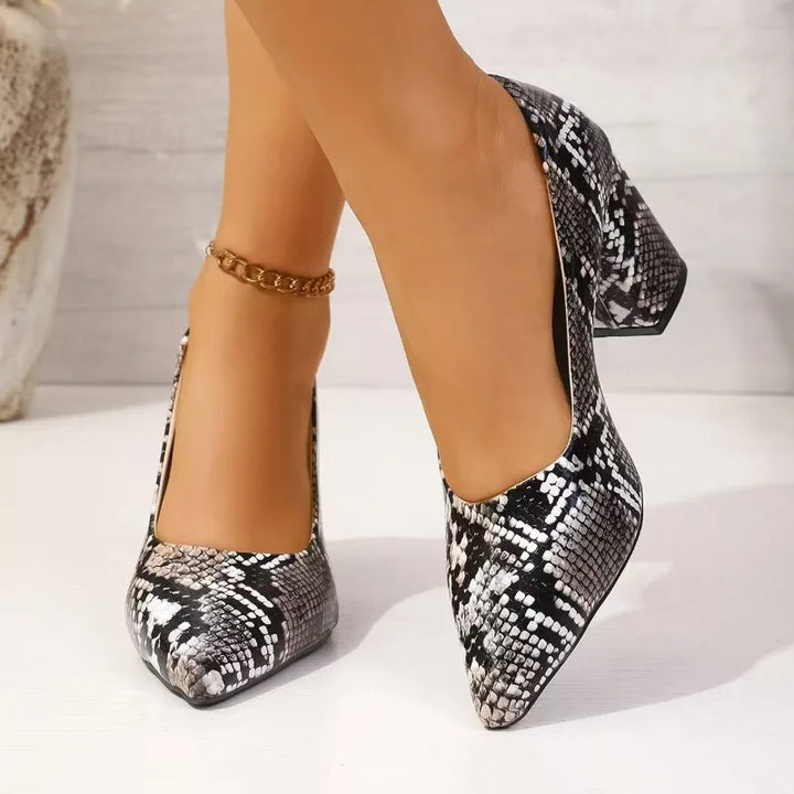 Pointed Toe Block Heel Slingback Pumps