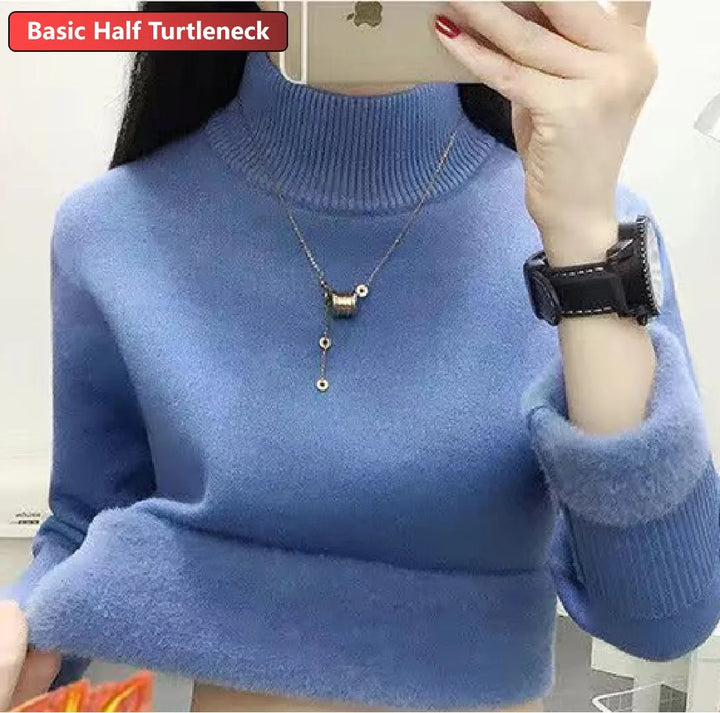 Women’s Turtleneck Velvet-Lined Winter Sweater